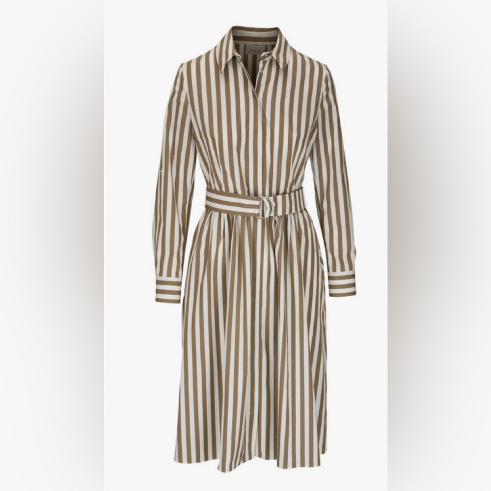 AKRIS PUNTO Kodak Striped Tie-Waist Shirtdress Size 4 .